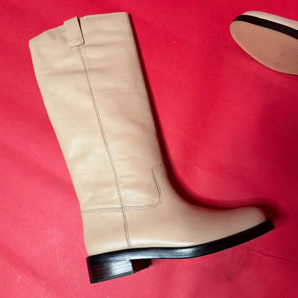 J.Crew Leather Riding Boots – Size 8.5 – Neutral Beige Classic Tall Boots - Picture 10 of 12